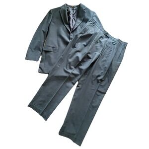 BROOKS BROTHERS 346 Stretch Black SUIT Blue Tint Men Jacket Sz 46 LG Pants 40x31